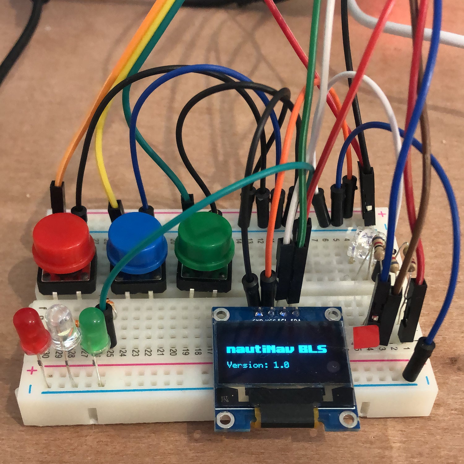 Image of BLS development with wires and led's